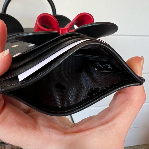 ♠️ NWT Disney Kate Spade Minnie Mouse purse wallet set black crossbody red bow - Picture 9 of 12